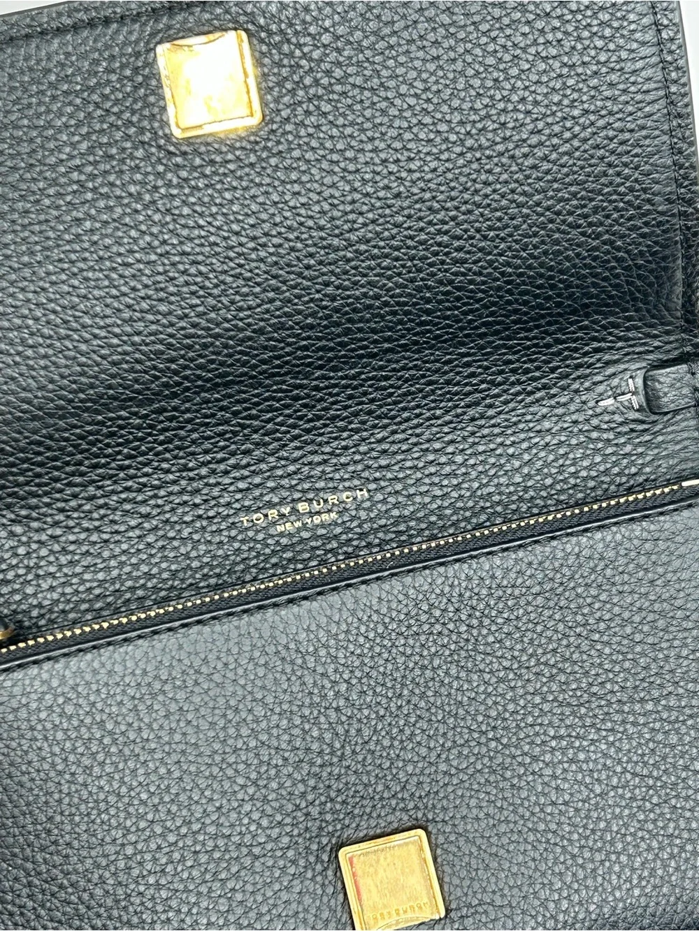 Tory Burch Black Thea Pebbled Leather Crossbody Wallet